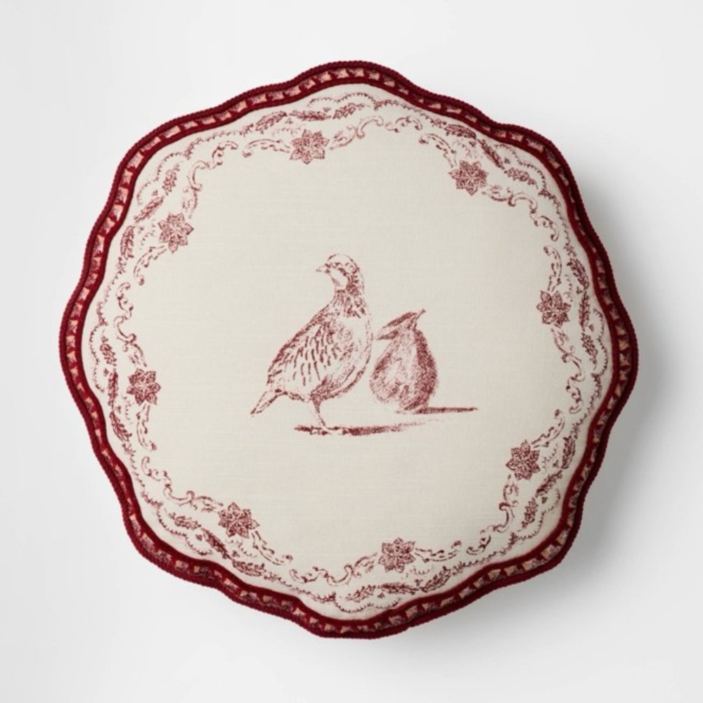 Studio McGee Designed with Threshold Cream and Burgundy Partridge Holiday Pillow